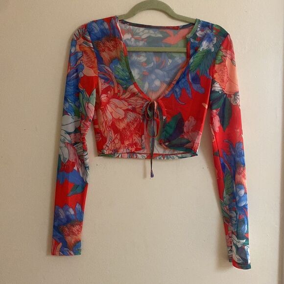 TROPICAL SUMMER TWO PIECE SKIRT SET FLORALS - Picture 6 of 8